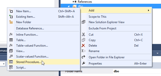 Adding new stored procedure - Visual Studio Database Project